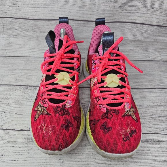 Under Armour Curry Flow 10 Pink Black Unicorn Butterfly Girl Size 6Y - Picture 8 of 10